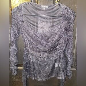 Express brand. Black lace, tie back long sleeved top